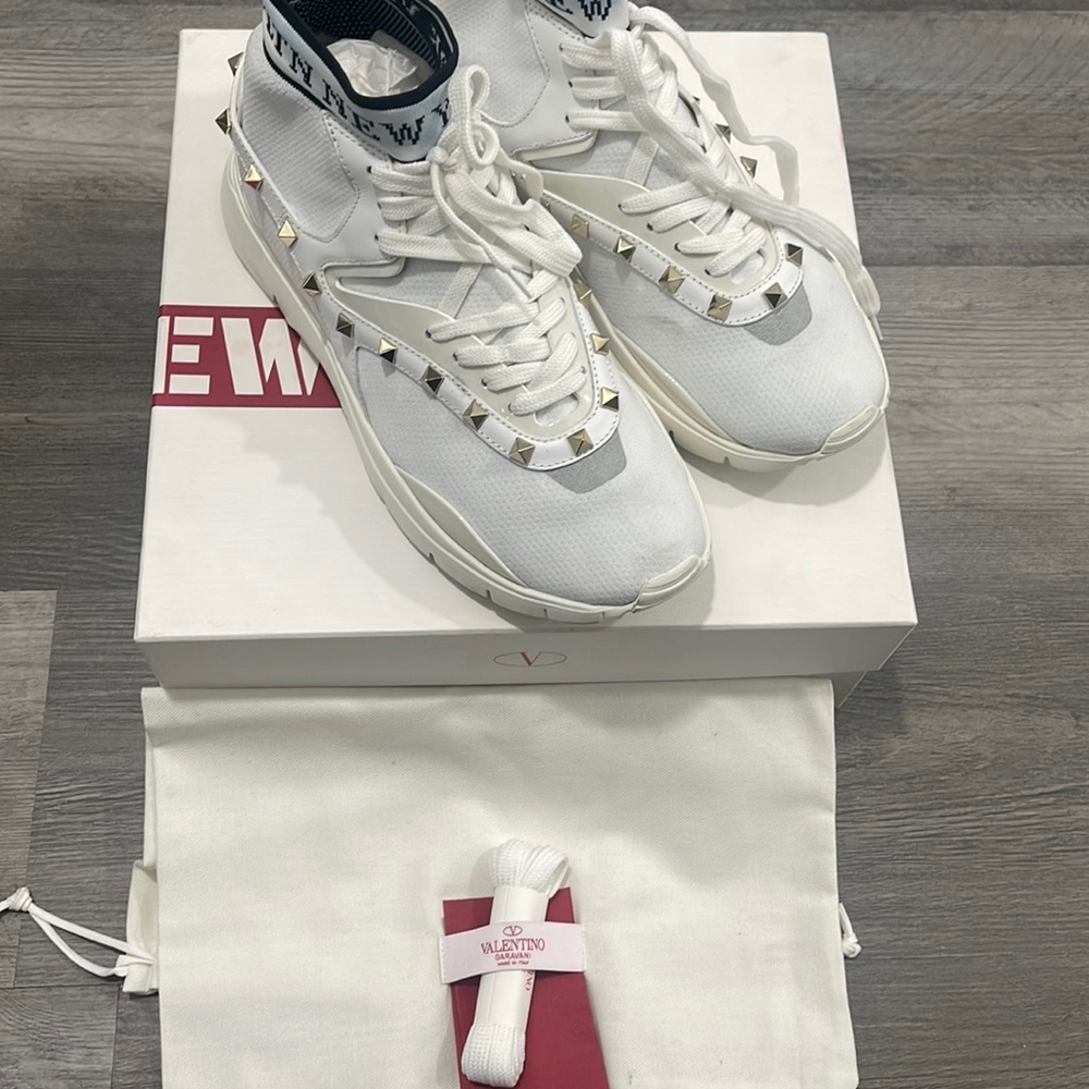 Valentino White High Top Studded Sneakers Women's Size 40